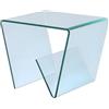 Vente-unique - Tavolino Laterale - L 55cm x P 45cm x H 45cm - Vetro temperato - Trasparente
