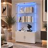 CXHLXYR Vetrina in vetro con trasparente, mobile vetrine soggiorno con 4 ante e 3 ripiani armadio da collezione con striscia luminosa a LED per oggetti da collezione 79 x 35 x 164 cm (4 ante 3 strati, bianco