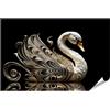 islandburner Poster XXL con immagine statua di cigno bianco in argento lucido nella zona della fauna selvatica scura, immagini di alta qualità