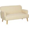 HOMCOM Divano 2 Posti Moderno Scandinavo in Tessuto con Braccioli, Divanetto 2 Posti con Imbottitura di 21 cm Gambe in Legno per Soggiorno, Salotto, Casa e Ufficio, 140x74x79 cm, Bianco Crema