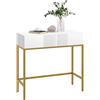 HOMCOM Consolle da Ingresso con 2 Cassetti, Tavolo Consolle con Gambe Dorate per Soggiorno e Salotto, 80x31.5x75cm, Bianco