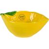 Decoris Ciotola 16 x 6 cm in ceramica a forma di limone, ciotole e ciotole, ciotola da portata, insalata da dessert, ciotola decorativa per la primavera e l'estate, frutta gialla, verde