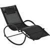 Outsunny Sdraio a Dondolo Zero-Gravity da Giardino, Lettino Prendisole Impermeabile con Poggiatesta, 155 x 61 x 88 cm, Nero
