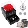 OIOYLEY Rosa Eterna Confezione Regalo con Orecchini Collana in Argento 925, Idee Regalo Donna, Regali Romantici per Lei, Vera Rosa per San Valentino,Anniversario,Compleanno,Festa della Mamma,Natale