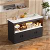 MSFE Isola da Cucina con Illuminazione LED Armadio da Cucina con Piano di Lavoro Isola della Cuci-na Moderno Buffet da Soggiorno Tavolo da Pranzo con spazio di archiviazione per la Casa Cucin 50*110*78.2CM
