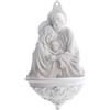 SHALOM - Acquasantiera Abbraccio Sacra Famiglia in Resina Bianca. Altezza 21 Cm