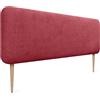 DHOME Testiera Imbottita Liscia Arrotondata in Tessuto Aqualine con Gambe per Parete Acustica Testate Letto Fonoassorbenti Camera da Letto (Rosso, 135cm)
