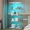 BPKADHY - Mobile vetrina in vetro con LED, 164 x 80,5 x 36,5 cm, con 2 ante e 4 ripiani, serratura, vetrinetta trasparente per bar, oggetti da collezione, soggiorno, bianco