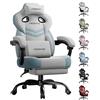 LUCKRACER - Sedia da gaming in tessuto, sedia da ufficio con braccioli collegati, cuscino in memory foam, angolo d'inclinazione 90-155° e poggiapiedi, tessuto funzionale resistente, colore grigio