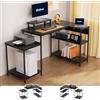 Submi Scrivania Ufficio Scrivania Angolare, 152x80cm Grande Reversible Scrivania Ufficio a L, Regolabile in Altezza Scrivania Angolare Pc, Lunga Scrivania Gaming per Casa Ufficio, Nero