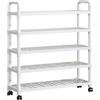 Generico Carrello Portascarpe con Ruote A 5 Ripiani Per Spazi Ristretti, Carrello Portaoggetti Mobile In Plastica Cava Per Cucina, Bagno, Lavanderia, Camera da Letto, Bianco