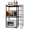 Avilia - Scaffale a 3 Ripiani, 25kg Espandibili e Regolabili, Cucina Microonde, Organizer Spezie Utensili Elettrodomestici, 6 Ganci Laterali Salvaspazio Dispensa Lavanderia Acciaio