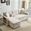 Rosebibi Divano letto angolare con forma a L, estensibile e scaffale integrato (bianco)