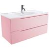 Parama Mobile Bagno Sospeso 120 cm 2 Cassetti Rosa Cipria Opaco Con Lavabo Mod. Ardenne