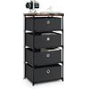 GIANTEX Cassettiera Camera da Letto in Tessuto, Mobiletto Bagno Salvaspazio con 4 Cassetti, con Struttura in Ferro e Connessione in metallo Robusto, Cassettiera per Armadio Interno, 3 Colori (Nero)