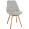 CLP Sedia da Pranzo Linares Plastic I Tessuto I Velluto I Corda I Aspetto Pelle I Poltrona con Struttura in Legno, Colore:Grigio, Materiale:Cordone