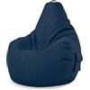 Green Bean© Poltrona a sacco con schienale 80x70x90cm - Sedia Gaming 230 litri di imbottitura accogliente, morbida, e lavabile - Cuscino pavimento Pouf Sgabello Poltrona da gioco Relax Blu scuro