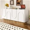 Lexiou Credenza moderna con 4 ante, grande spazio e struttura a forma di U trasparente, per soggiorno, sala da pranzo, pratico scomparto multiplo per organizzare l'ordine, 160 x 75 x 38 cm (colore bianco +
