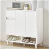 Easexcy Cassettiera credenza scarpiera ripiani regolabili Organizzatore casa minimalista Dimensioni: 99 cm x 90 cm x 35 cm (bianco)