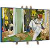 YS Quadro Figura nel Bosco Autunnale su Tela | Donna in Bianco tra Le Foglie Dorate | Stile Impressionista | 40x60 cm Incorniciato | Soggiorno, Camera, Decor Eclettico