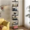 STCERY Libreria A Colonna Verticale, Moderna In Metallo A Torre, Scaffale Verticale A 5/6/7 Livelli, Aperto Design Da Terra, Per Camera Da Letto E Soggiorno(Black,142cm/55.9in)