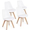 EGGREE Set di 4 Pranzo Ufficio Sedia con Gambe in Faggio Massiccio Sedie Senza Braccia Imbottita di Design per il Massimo Comfort Bianco