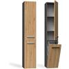 CDF Mobile da Bagno Lavanderia Colonna Bagno con Cesto per Biancheria Armadio Salvaspazio per Spazi Ridotti Soggiorno Corridoio WC Rovere Artisan/Antracite largh 31 cm 30x31x174 cm Facile Montaggio
