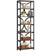 Tribesigns Libreria a 6 Ripiani, Alta 200 cm con Ripiani Aperti, Scaffale Portaoggetti Indipendente Industriale, Verticale Organizer per Libri, per Casa, Ufficio, Camera da Letto, Studio