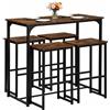 Songvas Tavolo da Pranzo con 4 Sedie, Tavolo e Sedie da Esterno Set 5 Pezzi Mobili Industriale Tavolo 100 x 50 x 90 cm, Sedie Cucina 40 x 30 x 65 cm, per Cucina, Nero Opaco + Venatura Legno Retrò