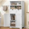 TEENFON 125cm Mobile Bagno, Mobiletto Salvaspazio con 2 Cassetti & Mensola Regolabile, Cassettiera per Bagno, Soggiorno, Ingresso, 60x30x125 cm, Bianco