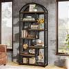 Tribesigns Libreria alta 180 cm 7 piani in stile industriale con struttura geometrica in metallo e ripiani aperti, scaffale autoportante per casa, soggiorno, marrone