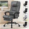 ALFORDSON Sedia Girevole con Poggiagambe Poltrona Direzionale Ergonomica da Ufficio Studio Regolabile con Rotelle, Altezza Regolabile, Supporto Lombare, Portante di 180 kg, Similpelle(Grigia)