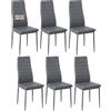 buybyroom sedie sala da pranzo 6 pezzi imbottita sedie da cucina e gambe in ferro sedia cucina moderna sedia soggiorno sedie da cucina, grigio
