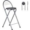 Liink1Ga 1 Pezzo Sgabello Bar Alto Pieghevole Pieghevole Portatile Cucina con Schienale, Sedie Sgabelli Alti Pieghevoli per Interno Esterno in Cucine/Bar/Bistrot/Campeggio/Nero Seduta/Altezza 61CM
