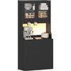 KIMENICH Credenza, Credenza Cucina con LED, Presa Elettrica, Ripiani Regolabili, Mobile Buffet con Cassetti, Armadio da cucina, Piano di Lavoro, Cucina, Sala da Pranzo, 80 * 40 * 180 cm, Nero