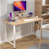 Rcynview Scrivania Computer, Tavolo da Ufficio Salvaspazio, Scrivanie con Staffa per Alzata Staccabile+1 ganci, 100x50cm Tavolo da Lavoro Facile da Montare, Adatto per Ufficio Soggiorno Cameretta, Beige
