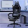 Dowinx Sedia da gioco - Dolce gatto Edition - Sedia ergonomica per computer con schienale alto e supporto lombare, in pelle PU, poggiapiedi, Halloween Black Cat