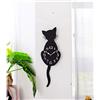 Gusspower Orologio creativo da parete a forma di gatto, per la cameretta dei bambini, impermeabile, in acrilico, con coda mobile, acrilico, Nero B
