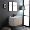 Kiamami Valentina - Mobile bagno sospeso 100cm bianco con cassetti cannettati rovere, lavabo e specchio 100x60 | Bilbao