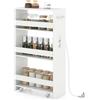 GIANTEX Carrello Portafrutta con Ruote, 4 Livelli, Carrello Cucina Salvaspazio di Servizio Stretto, da Bagno, Scaffale da Cucina Sottile 47,5 x 20 x 80,5 cm (Bianco+Bianco, Largo 20cm, con presa)