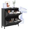 FLEXISPOT Scarpiera in Metallo con 2 Ante a Ribalta, Design Ventilato Salvaspazio, Struttura in Acciaio Robusta, Compatibile con Accessori Magnetici DIY (Nero)