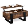 IDMarket - Tavolino con piano sollevabile in legno effetto invecchiato e nero PHOENIX