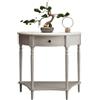 OVOGGPAN Consolle a mezzaluna in legno massello, tavolino da ingresso con cassetto e ripiano, tavolino d'appoggio in stile contemporaneo e vintage per soggiorno, corridoio(White,60cm/23.6in)