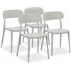 SIEDITI FUORI E DENTRO Sedie impilabili in polipropilene con fibra di vetro per esterno/giardino o interno e cucina, idrorepellenti e resistenti, design moderno - Maggie (4, Grigio Chiaro)