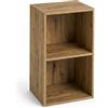 eacommerce Libreria Scaffale con Ripiani Moderna Salvaspazio Design Aperto in Legno Resistente Stabile Antiribaltamento Casa Ufficio (Rovere Nodato, 30x24x54H cm - 2 Ripiani)