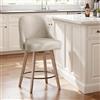 Bekrvio Set di 1 sgabello da bar girevole a 360°, con schienale, altezza della seduta: 65 cm, sgabello girevole, sgabello da cucina con gambe in legno e poggiapiedi, comoda sedia da bar con seduta