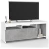 IDMarket - Mueble TV MALO blanco 110 cm y armario de hormigón
