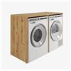 PLATAN ROOM Mobile armadio per lavatrice, 130 cm di larghezza, mobile alto per lavatrice o asciugatrice, per bagno (65 cm di profondità, rovere oro)