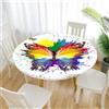 Treer Tovaglia Rotondo Antimacchia, Stampa Farfalla Mollettone Tavolo Rotondo con Bordo Eelastico, Lavabile Copritavolo Antiscivolo Tovaglia Tonda per Picnic Cucina Casa (120cm,Colorato)