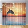 Odot Tende Semi Trasparenti per Interni, Motivo Onde Oceano 3D Tenda Voile con Occhielli 2 Pezzi Tenda Filtranti Finestra Tende Camera da Letto Moderna (140x244cm,Delfino)